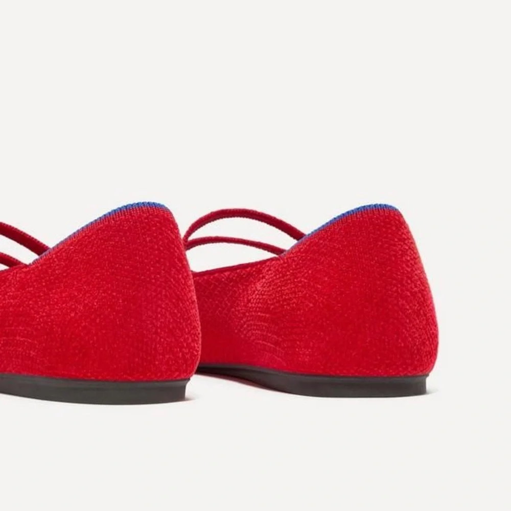 Rothy's The Double Buckle Mary Jane Flats Shoes Red Size 8.5 - Picture 4 of 12